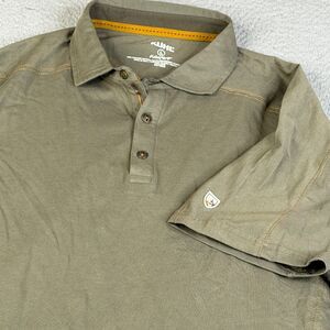 Kuhl Wildfiber Polo Shirt  Mens Large Green Khaki Golf Organic Cotton Hiking